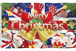 MEMORTELLS British Merry Christmas Flag Union Jack UK Xmas Celebration Garden Decor Outdoor Banner Flag 5x3ft