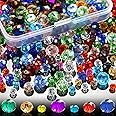 MIKIMIQI 560 Pcs Briollete Crystal Glass Beads for Jewelry Making, Faceted Rondelle Crystal Beads with Box,Crystal Spacer Beads for DIY Craft Bracelets Charms Wind Chimes, 4/6/8mm (Colorful)