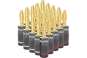 BlueRigger Banana Plugs 12 Pairs / 24 pcs (Closed Dual Screw) - 12 Pack Gold Plated Speaker Plugs Connector for Speaker Wire, Amplifier, Receiver, Banana Wall Plate, Home Theater