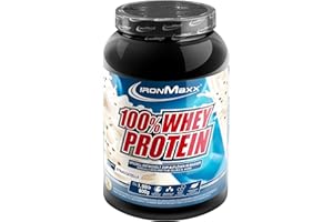 ‎IRONMAXX 100% Whey Protein Pulver 900g Stracciatella - Leckerer High Protein Shake, 37g Eiweiß pro Portion, Power Drink für intensives Muskel-Training, Mit BCAAs und EAAs