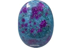 AMAZING GEMSTONE Large Ruby in Kyanite Crystal Palmstone - Natural Healing Crystals Gemstone Worry Stone