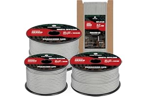 Kamu Synber 425 Paracord 3mm x 30m Corda Nylon 100% Tipo II 3 Fili Corda Paracadute Resistente per Sopravvivenza, Esterno, Fatto a Mano | Supporto 192kg | Grigio