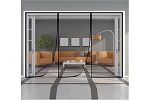 ACJSDGL Magnetica Corredera Cortina, 215x220cm Verano Cortina magnética Evita el Paso de Insectos Fácil de ensamblar para Sala de Estar Balcón，negro