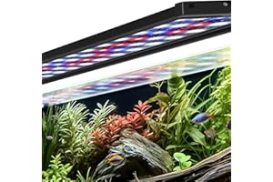 AQQA Światła LED do akwarium, 11 W-45 W, wodoszczelne, pełne spektrum światła z kontrolerem czasowym, białe, niebieskie i czerwone światło, wyciągane uchwyty (22 W (60-80 cm))