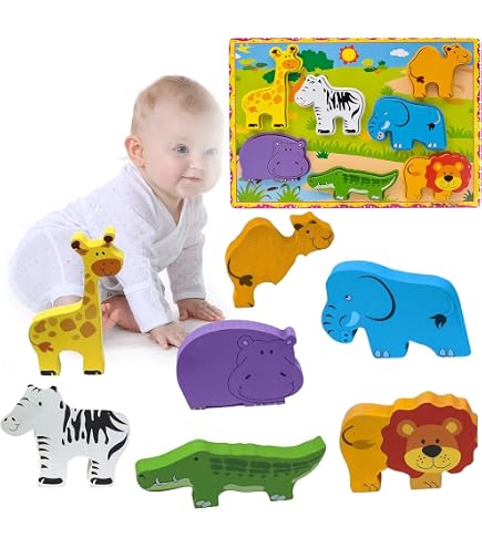 Antevia Holzpuzzle Für Kinder – 7 Tiere, FSC-Holz, Ab 10 Monaten