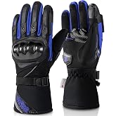 BORLENI Motorcycle Gloves Winter Men with CE Certification Level 1 KP Waterproof Carbon Fiber,Warm Motorcycle Gloves with Tou