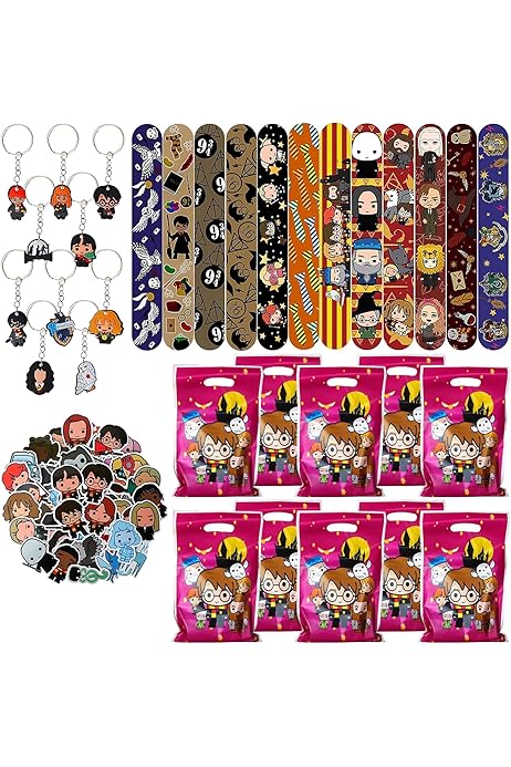 Kit 50 Petits Cadeaux Fête Magie/enfant – Baguettes, Lunettes, Tatouages, Bracelets Slap, Sacs – Pour Anniversaire Thème Sorcier