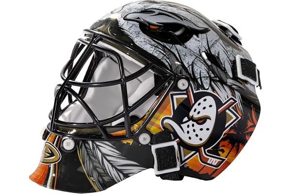 Franklin Sports Målvaktsmask i miniformat med NHL-lagets officiella logotyp och färger, med fodral, samlarobjekt