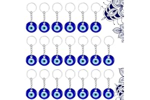 CHUANGDI 20 Piezas de Llavero de Ojo Malvado Azul Turco Llavero de Colgantes de Dije de Fabricación de Vidrio con Anillo Adorno Colgante Accesorios de Joyería Amuleto para Buena Suerte