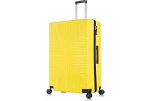 DK Luggage 28" Large Lightweight Hard Shell Suitcase 4 Wheel Spinner Luggage ABS-30 Yellow