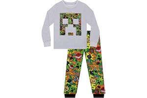 Minecraft Pijama Niño, Pijamas De Niños Creeper, Pijama Niños con Motivo Gaming Manga Larga