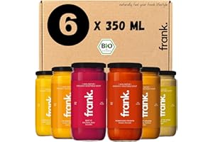 ‎FRANK JUICE FRANK SOUP I Probierset Suppen | 6 x 350 ml | Tomaten, Brokkoli, Karotten, Süsskartoffel, Rote Linsen, Rote Beete | Vegan & Bio Qualität Suppe I Aus Frischem Gemüse I Ohne Zucker Zusatz & Zusatzstoffe