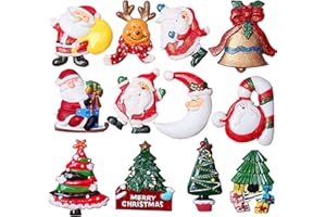 MZSX Aimants de Noël pour Réfrigérateur - 12 Décoratifs 3D Père Noël, Dessin d'Enfant, Tableau Blanc Magnétique, Carte, Bureau - Décoration de la Maison