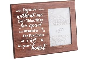 FINGERINSPIRE 15X10cm Picture Frame Pet Memorial Picture Frame with Paw Prints Saddle Brown Wood Photo Frame Rectangle Frame with Just Remember The Paw Prints I Left In Your Heart Words