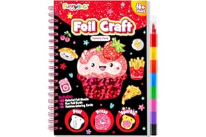 FUNNYB&G Foil Art Kinder Kunst & Bastelaktivität: Kreatives Reisespielzeug für DIY-Aktivität, Bastelset kinder | Geschenk Mädchen 4 5 6 7 8 9 Jahre(Essen)