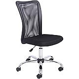 Office Essentials Mesh Office Chair no Arms, Swivel Chair for Desk, Computer Chair for Home, Wheels, Black