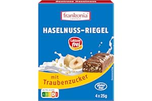 ‎FRANKONIA CHOCOLAT frankonia CHOCOLAT Riegel mit Traubenzucker laktosefrei & glutenfrei, Haselnuss, 25g (4er Pack)