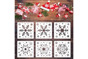 Qpout Plantilla grande de copo de nieve de Navidad, Decoracion Navidad, 7.8 x 7.8 pulgadas, plantilla de pintura de copo de nieve de invierno