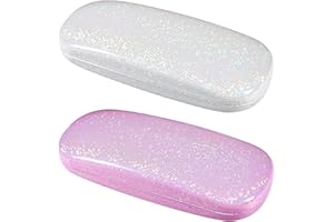 angelikashalala 2 Stück Brillenetui Hardcase, Hartschalen Brillenetui Brillenbox für Brillen und Lesebrille, Geeignet für Damen, Herren(Rosa, Weiß)