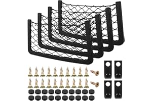 Loofu 4 Pcs Car Storage Net Bag, Upgrade the Elastic Storage Net with Plastic Frame Van Storage Solutions, Motorhome Vans Cars Boats Car Storage Solutions Ideas Accessories for Phone-Black