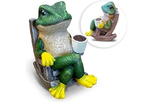 THE ENCHANTED GARDEN BRINGING GARDENS TO LIFE THE ENCHANTED GARDEN - Adorno de rana relajante al aire libre de resina divertida para decoración de patio, césped
