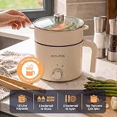 Pikas ROVOS RV-5100 Elektrikli Mini Tencere 1,8 L, Buharlı Pişirme Aparatlı, Yapışmaz Tencere, Ramen, Makarna, &Ccedil;orba ve Yemek