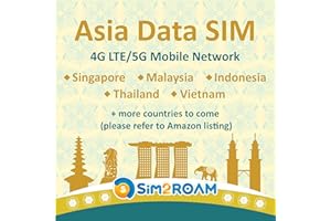 SIM2ROAM Südostasien Nur Daten SIM | Indonesien, Malaysia, Singapur, Thailand, Vietnam | 1 GB täglich bei 4G LTE High-Speed-Internetdaten