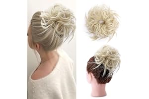 S-NOILITE Fashion Tousled Hair Extensions Hairpiece Scrunchie Straight Elastic updo Scrunchy BUN Brown Blonde Instant Ponytail wig Hairdo Bleach Blonde