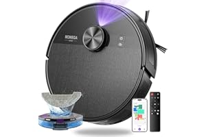 ‎MONSGA MONSGA Saugroboter mit Wischfunktion,5000Pa Saugkraft,180Min Laufzeit,Anti-Tangle-System,LiDAR Navigation, Staubsauger Roboter für Teppich, Tierhaare, APP & Fernbedienung Steuerung (Schwarz)