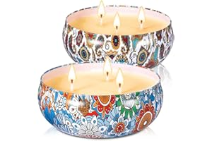 NCKIHRKK 2 Pièces Bougie Citronnelle Extérieur, Bougies Decorative 100% Cire de Soja Bougie Citronnelle Grande 3 Mèche, Cadeau Maitresse D'école Bougies Parfumées pour Camping Voyage Balcon Jardin