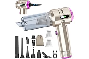 Piwaal Aspirateur manuel sans fil 4-en-1, 22000 Pa avec moteur sans balais, aspirateur électrique pour voiture avec souffleur d'air comprimé 220000 tr/min 3 vitesses, pour les poils d'animaux
