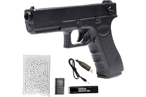 GENERICO Pistola Softair Elettrica Glockk 17, con Batteria Li-Po, Caricabatterie, 1000 Pallini e Carichino Inclusi – Replica Airsoft Tattica in Plastica Resistente, Dim. 22x3x14 cm, potenza 0,7 joule