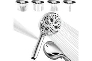 SparkPod Shower Head High Pressure and 10 Spray Settings - Luxury 5" Handheld High Power Shower Heads with High Pressure Jets - Showerhead and 10 Functions - Polished Chrome (No Filter)