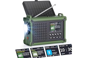 ROCAM 12000mAh Emergency Radio with Solar & Hand Crank Powered, DAB/FM Wind Up Radio with Bluetooth 5.0, Hi-Fi Sound, Color Display, 5W Torch for Camping Survival Indoor - CR1030DAB