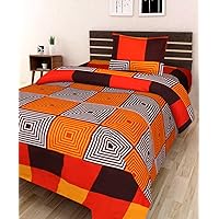 AEROHAVEN 180 TC Microfibre Double 3D Luxury Bedsheet with 1 Pillow Covers, Orange Color (Single Bed (60 x 90 Inch)