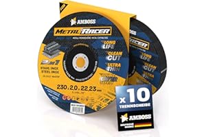 AMBOSS WERKZEUGE 10 dischi da taglio in metallo, Ø 230 x 2 x 22,23 mm, il disco da taglio metallico Metal Racer by AMBOSS è adatto per acciaio e acciaio inossidabile, disco da taglio in acciaio/acciaio inox 230,