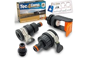 MaJoCompTec® ALLCONNECT set universale di collegamento per rubinetto | collegamento regolabile per rubinetto esterno senza filettatura | set di adattatori per camper, caravan e barca (set di