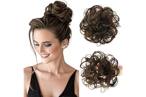 Vlasy Messy Bun Hair Piece for Women,Curly Wavy Hair Scrunchies Bun Extensions Hairpieces,Synthetic Hair Chignons Accessories Updo for Girls(10#,35g)