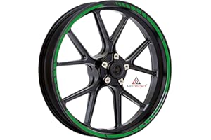 Autodomy Pack 6 Units Wheel Rim Stickers Desing Sport | Complete set for 2 Motorcycle Wheel Stripes 15" to 19" Resistant Rain and UV | Motorbike Stickers Green
