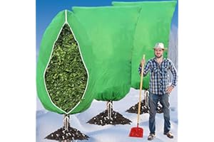 OAOGOD 3PCS Plant Fleece Frost Protection -120 x 180cm 80gms With Zip Drawstring,Winter Garden Cloth Blanket Jacket Horticultural Bags Plant Covers for Outdoor Fruit Olive Tree Potted Shrub from Cold Weather