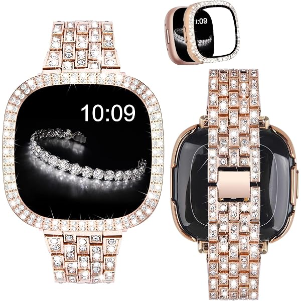 Metall-Armband Mit Diamant-Look Für Fitbit Versa 4/3 & Sense 2/1 – Verstellbar, Schick, In Silber