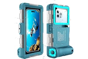 MRUOZRUI Profesjonalne, wodoszczelne etui do nurkowania, 15 m, podwodne etui ochronne na zdjęcia i wideo, z paskiem do noszenia do iPhone 16/1514/13-11 Pro Max/XR/XS/Samsung S24/S23-S21 itd., niebiesko-zielone