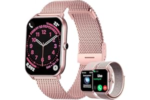 Dachma Android Smartwatch Damen - 1.85" Uhr mit Whatsapp Funktion Damen mit telefonfunktion Uhren smart Watch damenuhren + 3 Armbander, Rosa