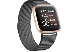 Wanme Métal Bracelet Compatible pour Fitbit Versa/Versa 2/Versa Lite pour Femme Homme, Acier Inoxydable Réglable, Bracelets de Remplacement avec Fitbit Versa 2/Versa/Versa Lite
