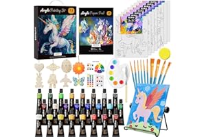 Nicpro 72PCS Painting Set with Pattern Canvas, Art Painting Supplies Kit with 24 Acrylic Paints,10 Brushes, 8 Canvas Panels,Table Easel,Paper Pad,Color Wheel,Palette for Beginner Student Toddlers