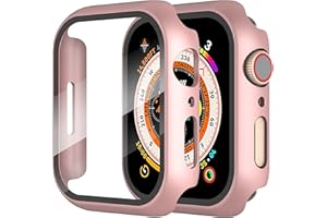 Diruite 2 Pièces Coque pour Apple Watch Series 6/5/4/SE 40mm Protection Écran Dur PC Matériel Ultra Mince Verre Trempé Écran Case,Or Rose,40mm