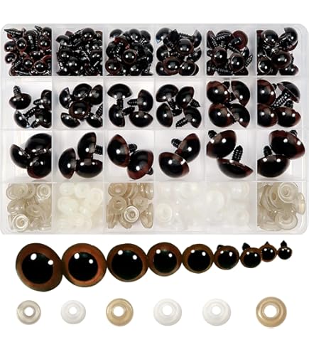 200 Stück Sicherheitsaugen Für Plüschtiere - 6-24mm Schwarze Kunststoffaugen Mit Unterlegscheiben