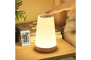 ‎BONSERY Bonsery Lampka nocna LED, dotykowa, ściemniana, ładowanie przez USB, z pilotem zdalnego sterowania, lampka nocna dla dzieci z 13 kolorami, 3 trybami, bezprzewodowa, z timerem, do sypialni, salonu (1)