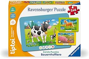 Ravensburger tiptoi Puzzle 00229-3 erste Puzzles: Bauernhoftiere, niedliche Rahmenpuzzles für Kinder ab 2 Jahren