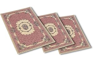 Confezioni.Giuliana TRIS CAMERA DA LETTO SCENDILETTO 3 TAPPETI CINIGLIA CLASSICO ROSA